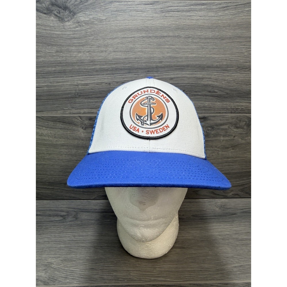 Grundens Anchor Trucker Hat USA Sweden Blue Outdoor Fishing Cap